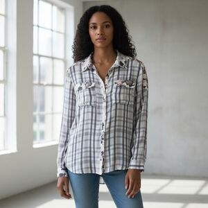 Paige Silk Button Down Blouse Womens Size Large